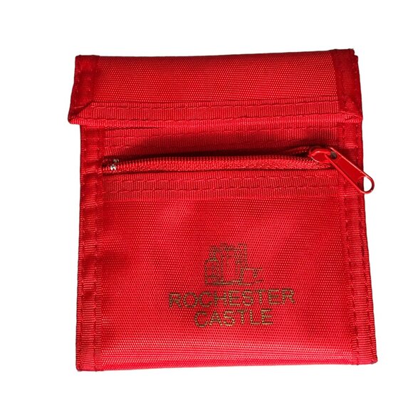 Vintage Wallet Hook & Loop Bifold 1980's Wallet Rochester Castle Red Billfold Ny - Picture 2 of 11